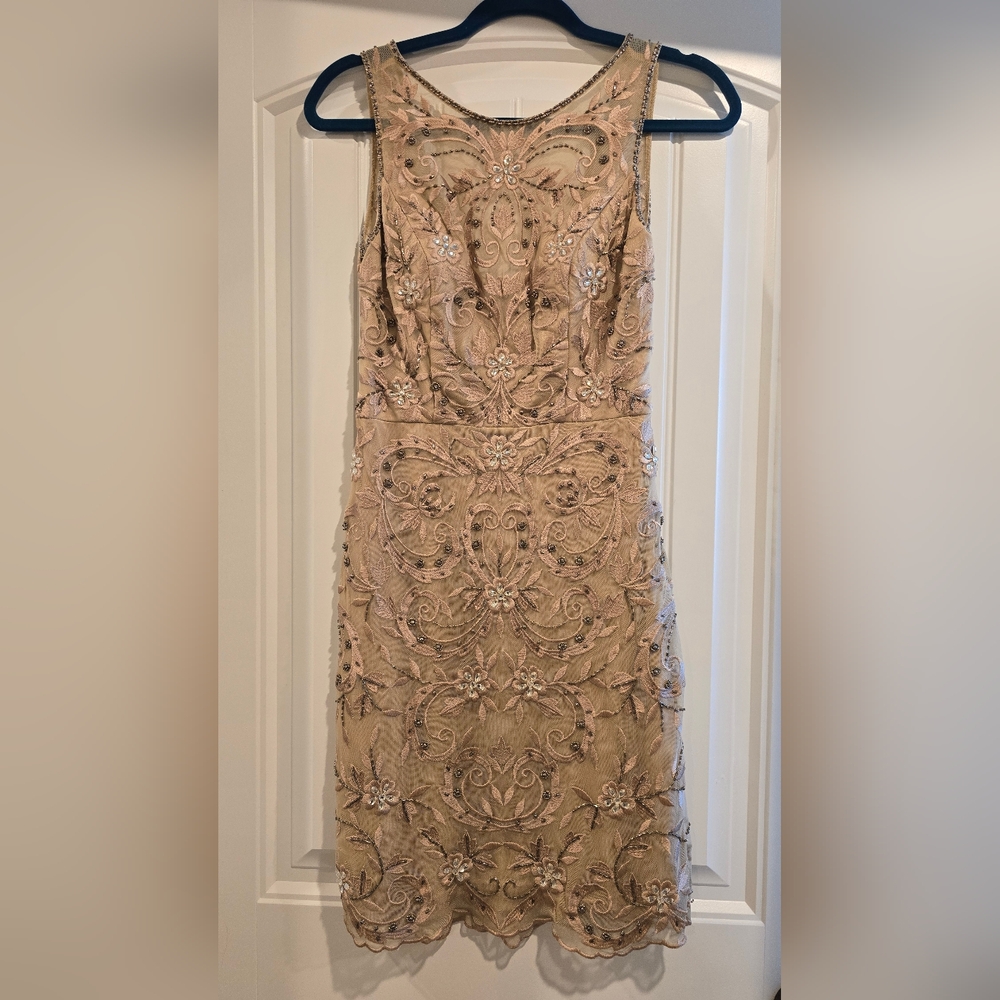 Sue Wong Beaded and Sequined Sheath Dress Size 0